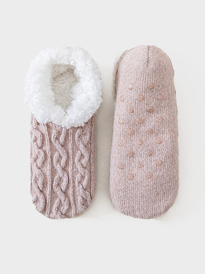 Women's fleece-lined non-slip floor socks