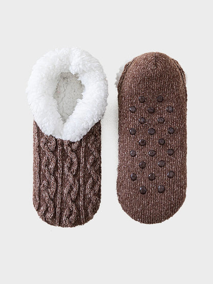 Women's fleece-lined non-slip floor socks