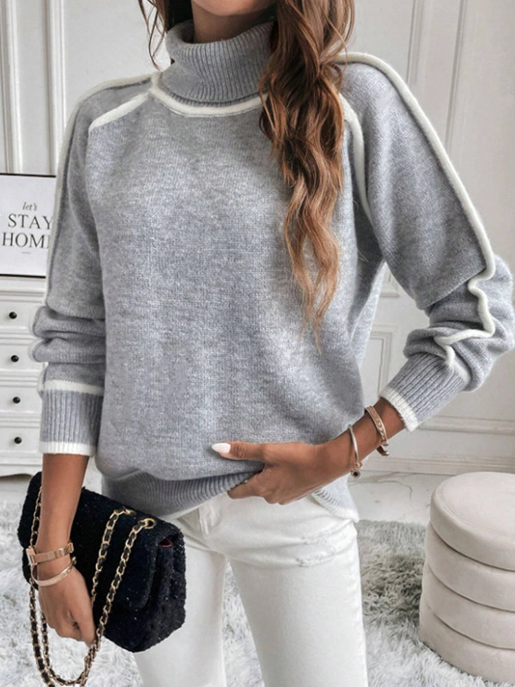 Women's Turtleneck pullover long-sleeved casual sweater