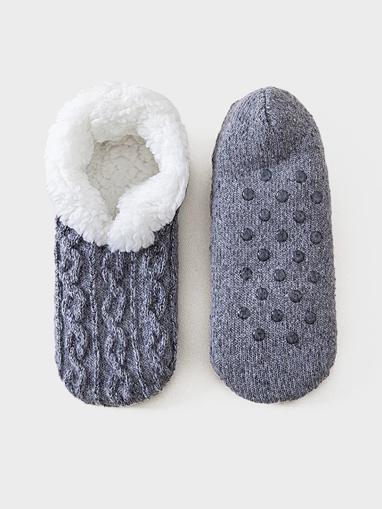 Women's fleece-lined non-slip floor socks