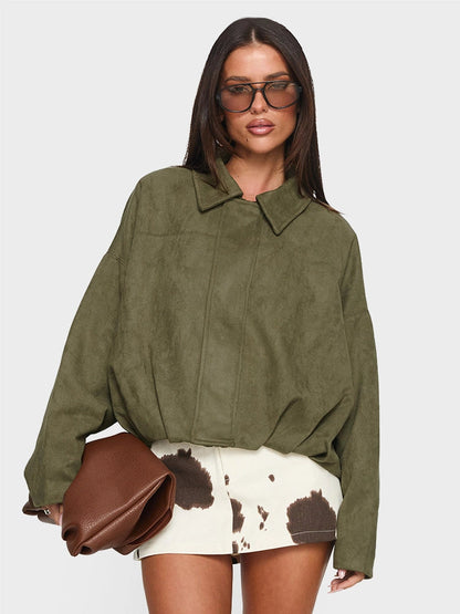 Luxury Faux Suede Bomber Jacket