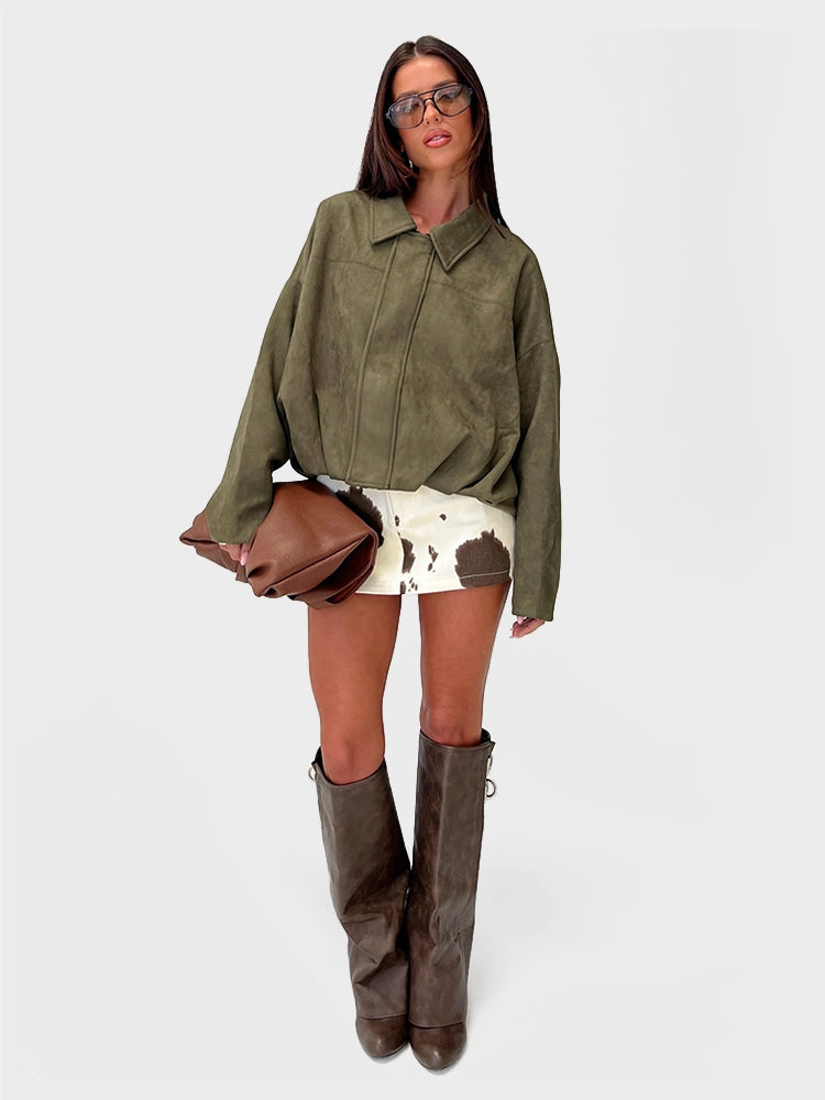 Luxury Faux Suede Bomber Jacket