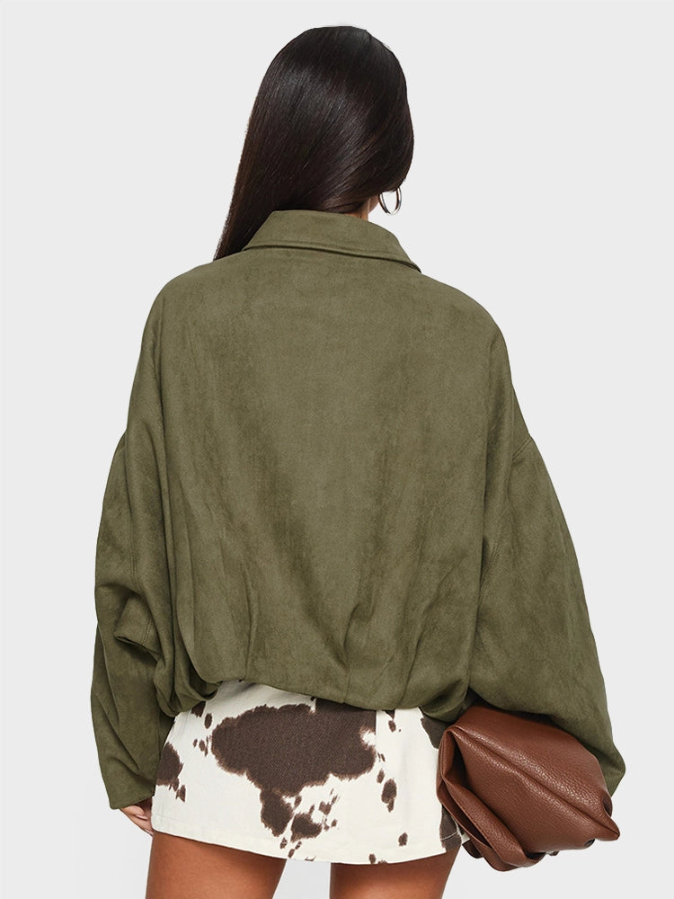 Luxury Faux Suede Bomber Jacket